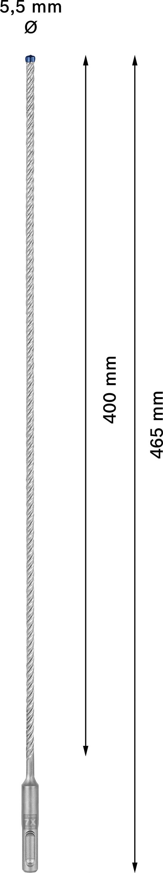 'Egy 465 mm hosszúságú drótkötél illusztrációja. Kötélhossz: 400 mm, átmérő: 5,5 mm.'