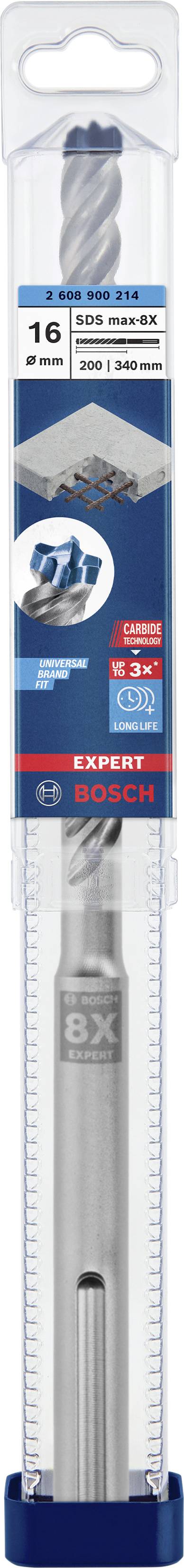 'Bosch Expert SDS-MAX-7', fúrószár betonhoz és vasbetonhoz, 16 mm átmérő, 400 mm fúrási mélység, alkalmas falazathoz és betonhoz.