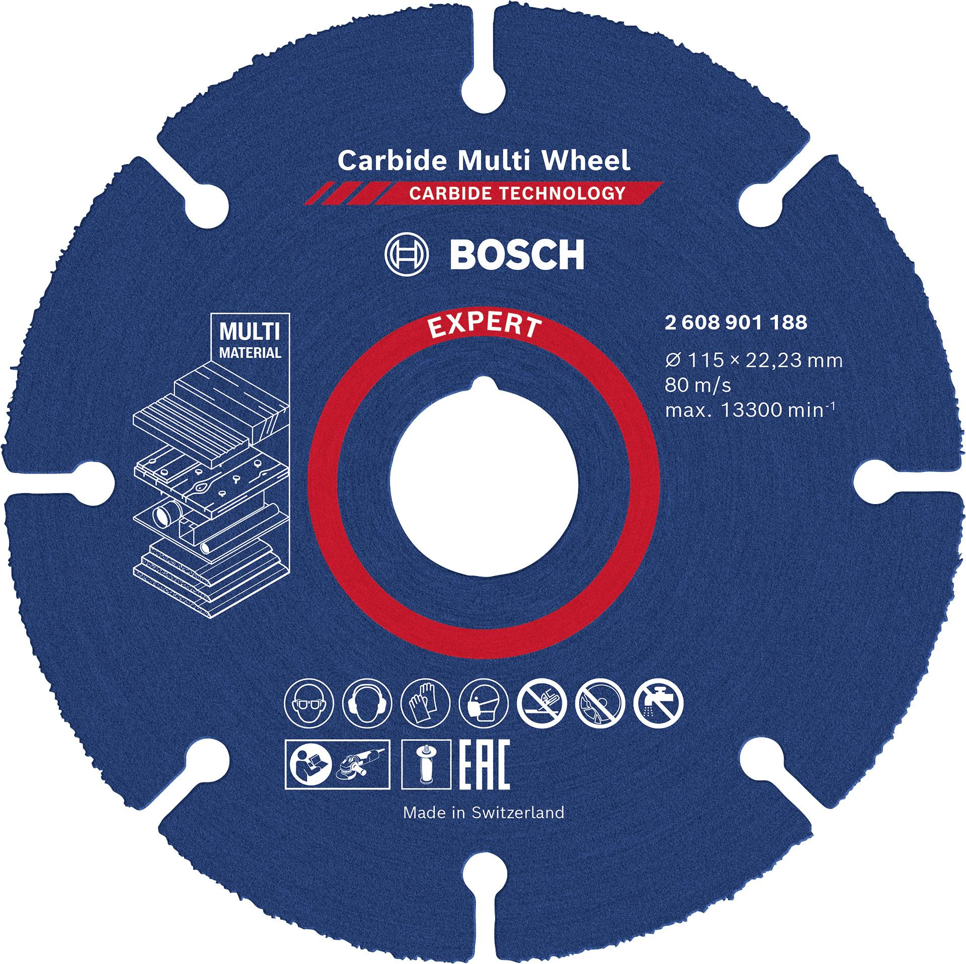 Bosch Accessories EXPERT Carbide Multi Wheel 2608901188 Vágótárcsa, egyenes 115 mm 1 db