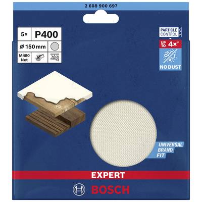 Bosch Accessories EXPERT M480 2608900697 Csiszolóháló excenter csiszolóhoz Lyuk nélküli Szemcsézet 400 (Ø) 150 mm 5 db