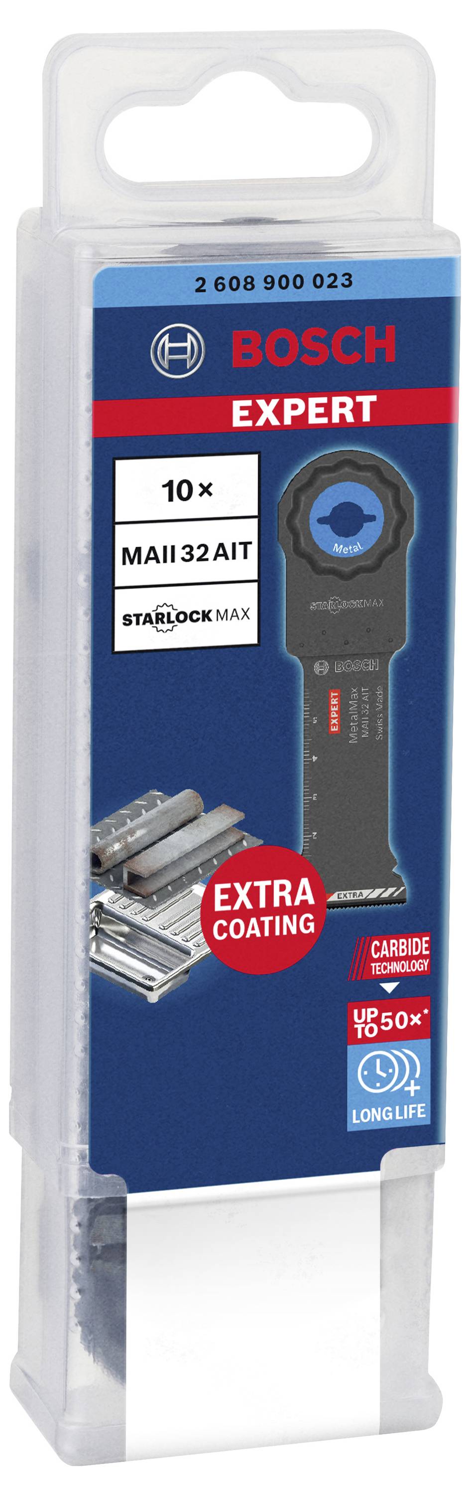 'Bosch Expert' csomag 10 speciális fűrészlappal. Extra bevonat a hosszú élettartamért, STARLOCK MAX rendszer, akár 50x-es teljesítménynövelés.