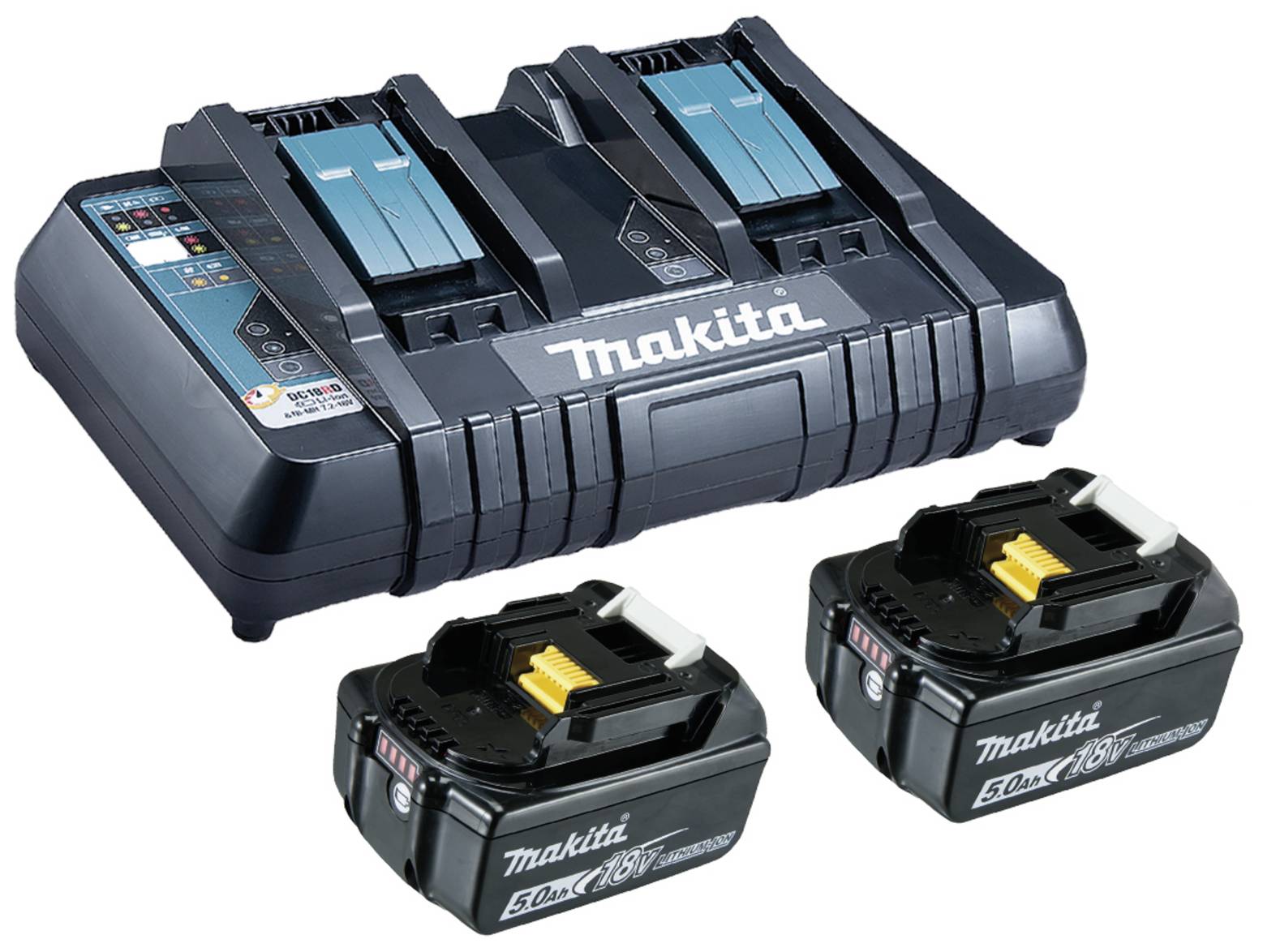Makita 199482-2 BL 1850B + DC18RD Szerszámakku és töltő 18 V 5 Ah Lítiumion