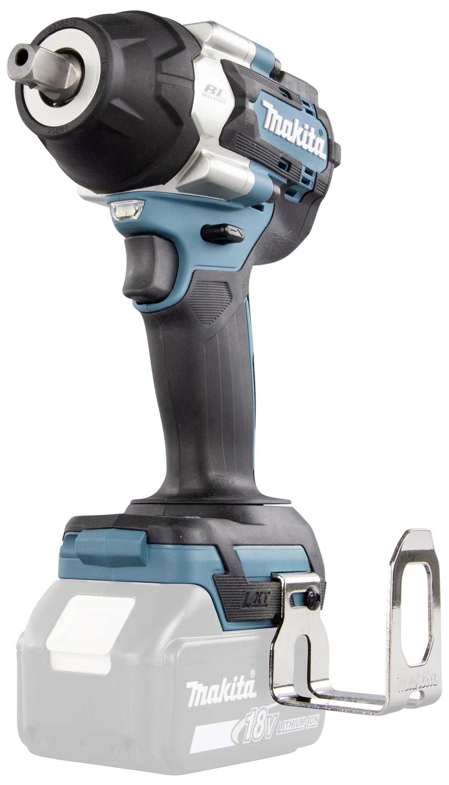 Akkumulátoros ütvecsavarozó ergonomikus markolattal, kék-fekete házzal és 18V-os lítium-ion akkumulátorral. Tökéletes csavarozási munkákhoz.