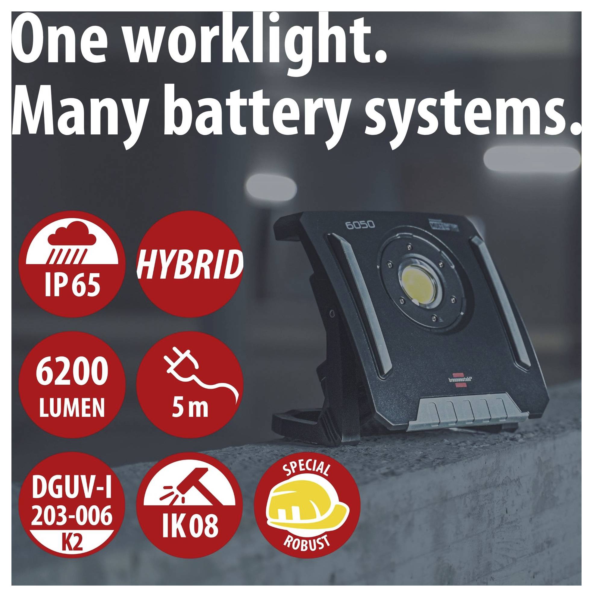 Akkus LED-es fényszóró, munkalámpa 61,6 W 6200 lm, Brennenstuhl 1173140600-1