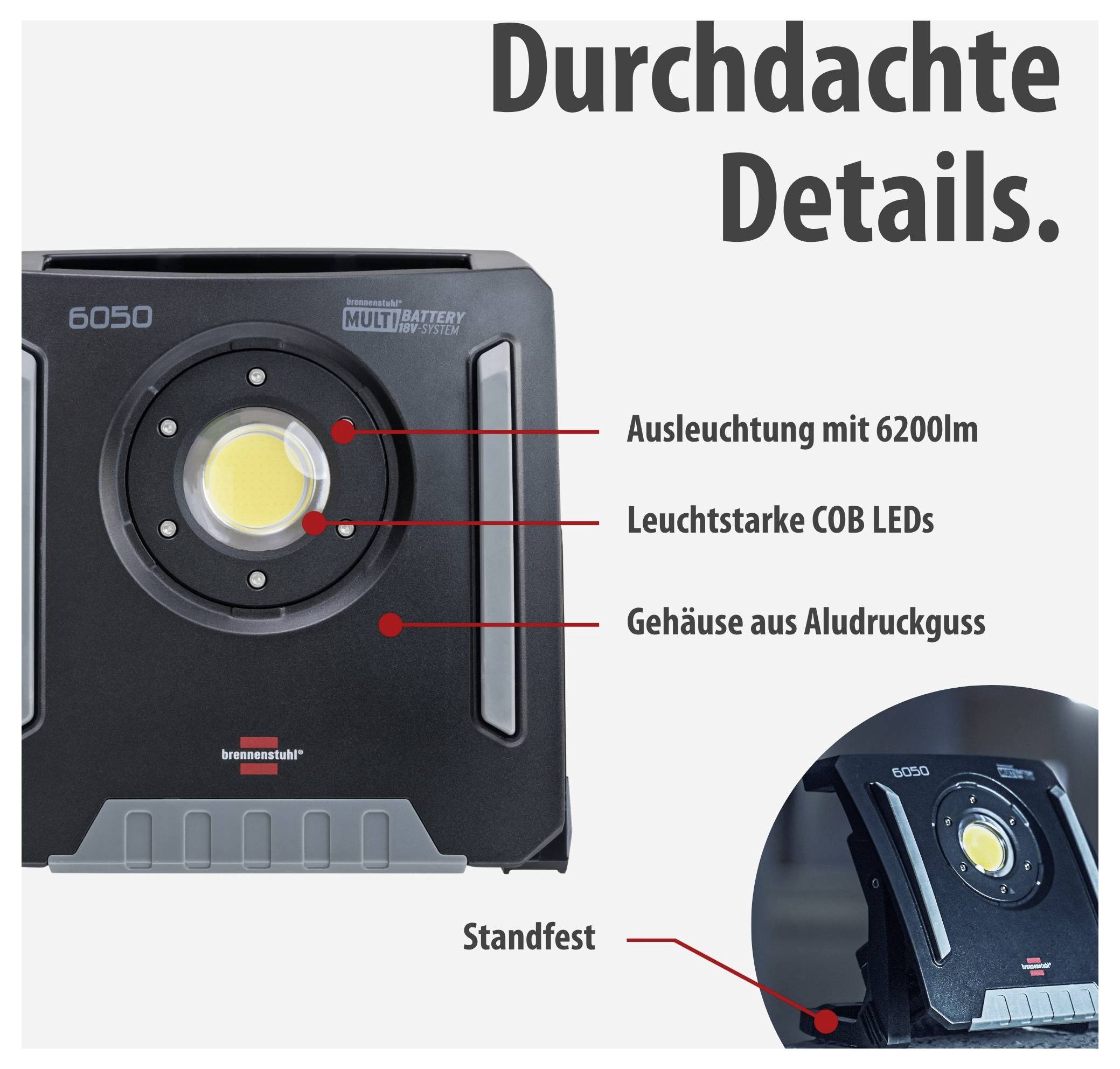 Akkus LED-es fényszóró, munkalámpa 61,6 W 6200 lm, Brennenstuhl 1173140600-2