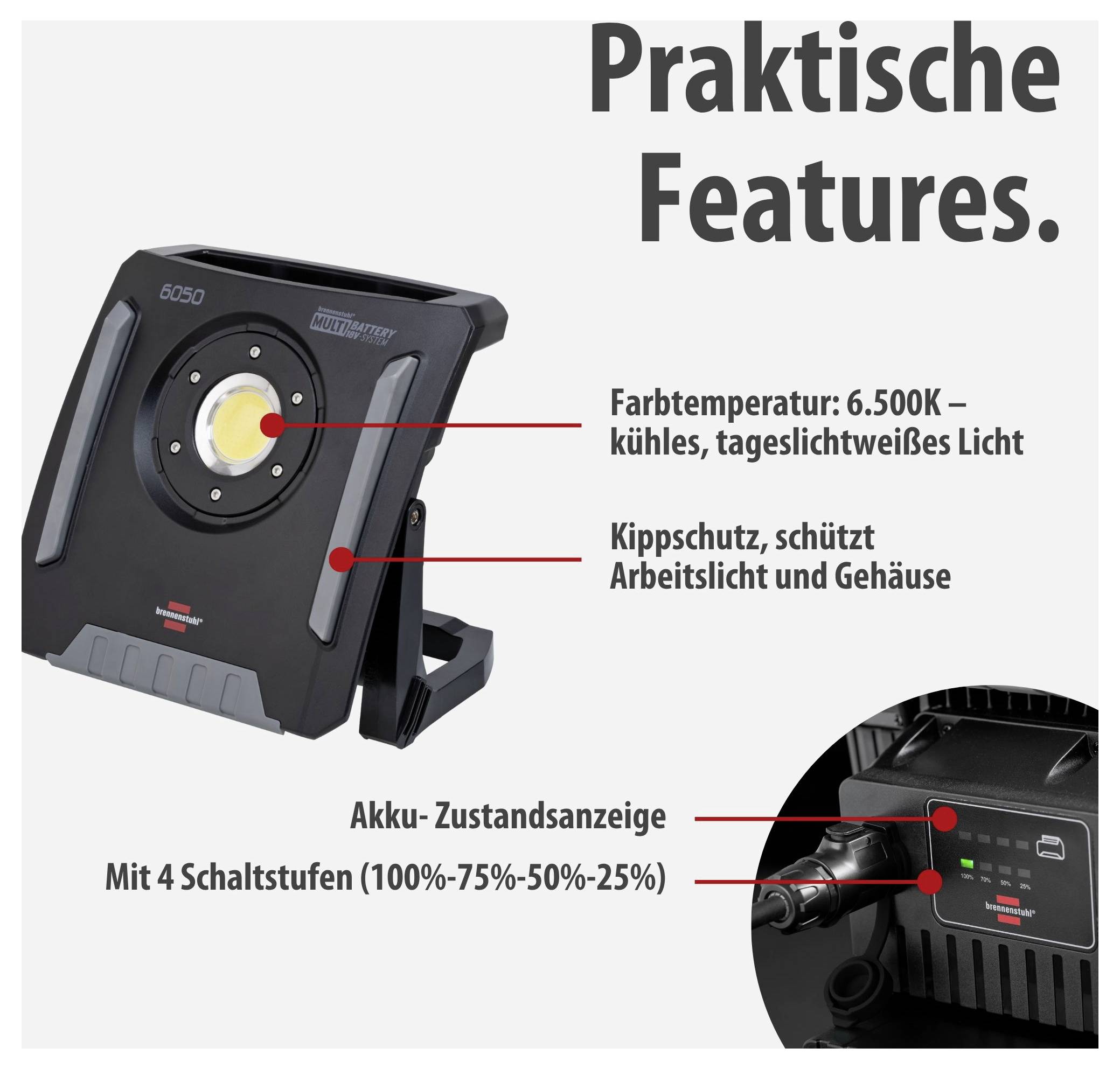 Akkus LED-es fényszóró, munkalámpa 61,6 W 6200 lm, Brennenstuhl 1173140600-4