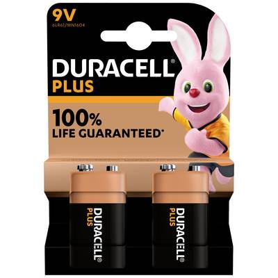 Duracell Plus-9V B2 9V-os elem Alkáli mangán 9 V 2 db