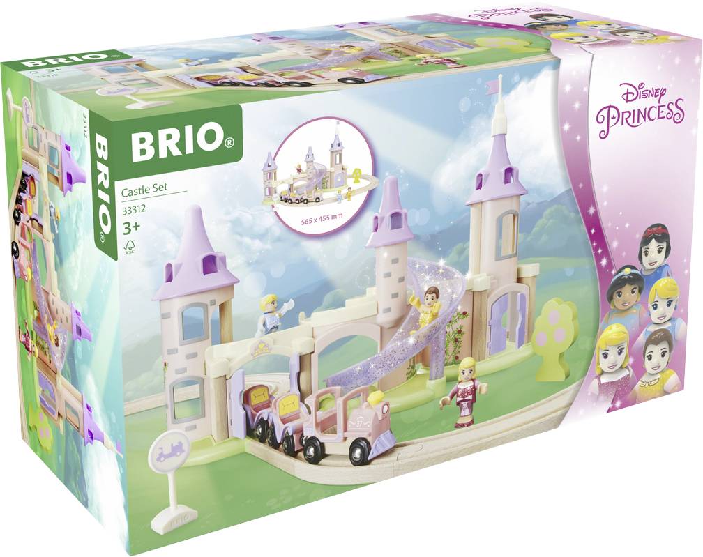 Egy BRIO játékszett Disney hercegnős témával. Tartalmaz egy mesés várat, síneket és egy mozdonyt. 3 éves kortól ajánlott.