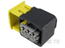 Egy sárga és fekete elektromos csatlakozó több csatlakozási ponttal, járművekben történő felhasználásra alkalmas.