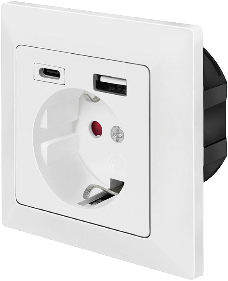 LogiLink PA0262 Süllyeszthető dugalj USB töltőkimenettel, Gyermekvédelem Fehér