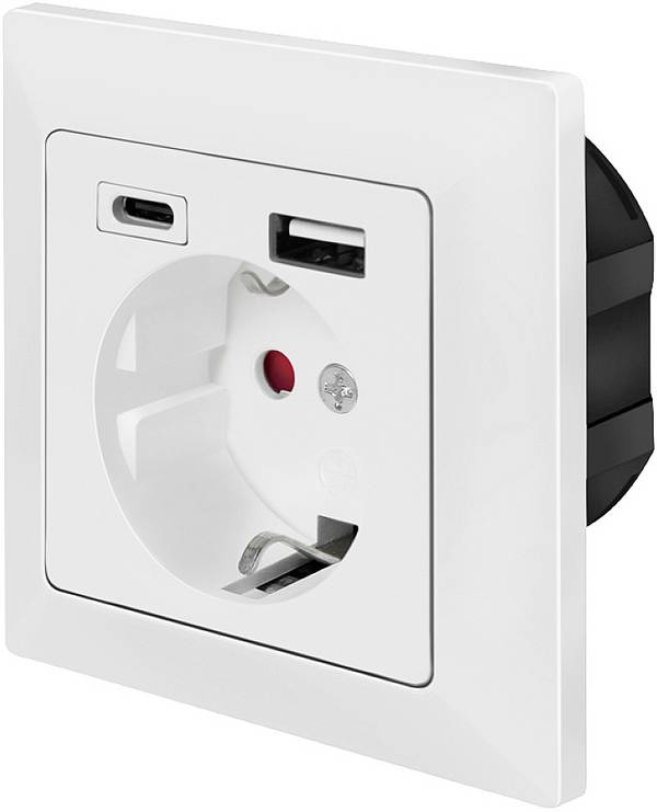 LogiLink PA0262  Süllyeszthető dugalj  USB töltőkimenettel, Gyermekvédelem  Fehér