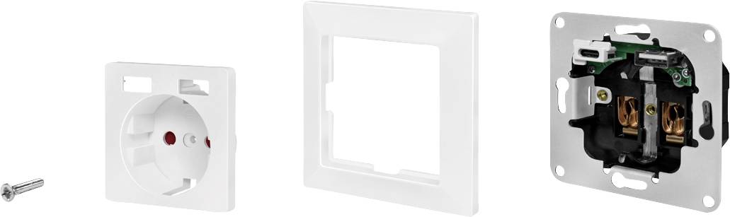 Dugalj alkatrészekre bontva: csavar, fedél, keret és elektromos komponensek.