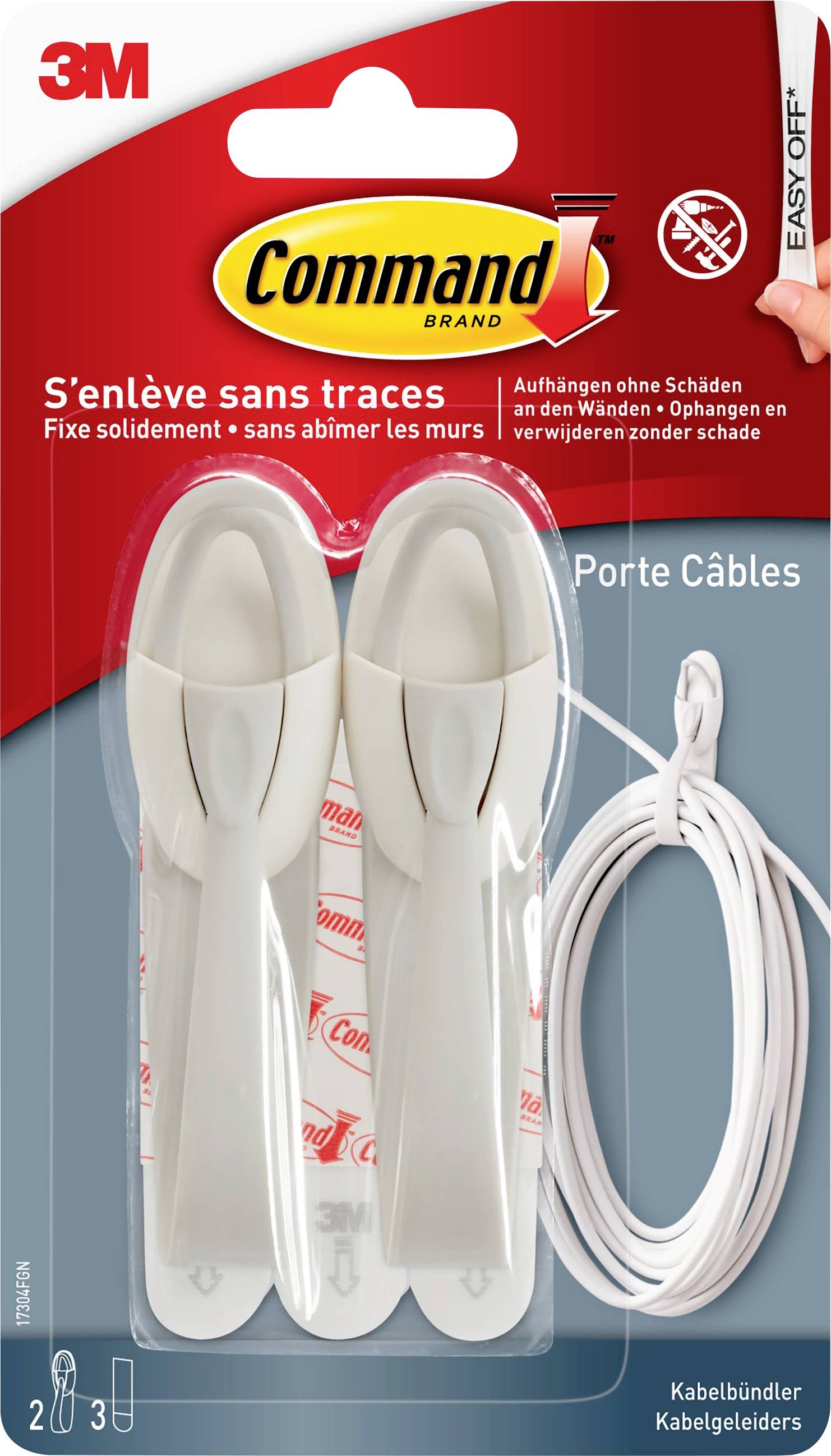3M Command ™ kábeltartó Fehér, Szürke