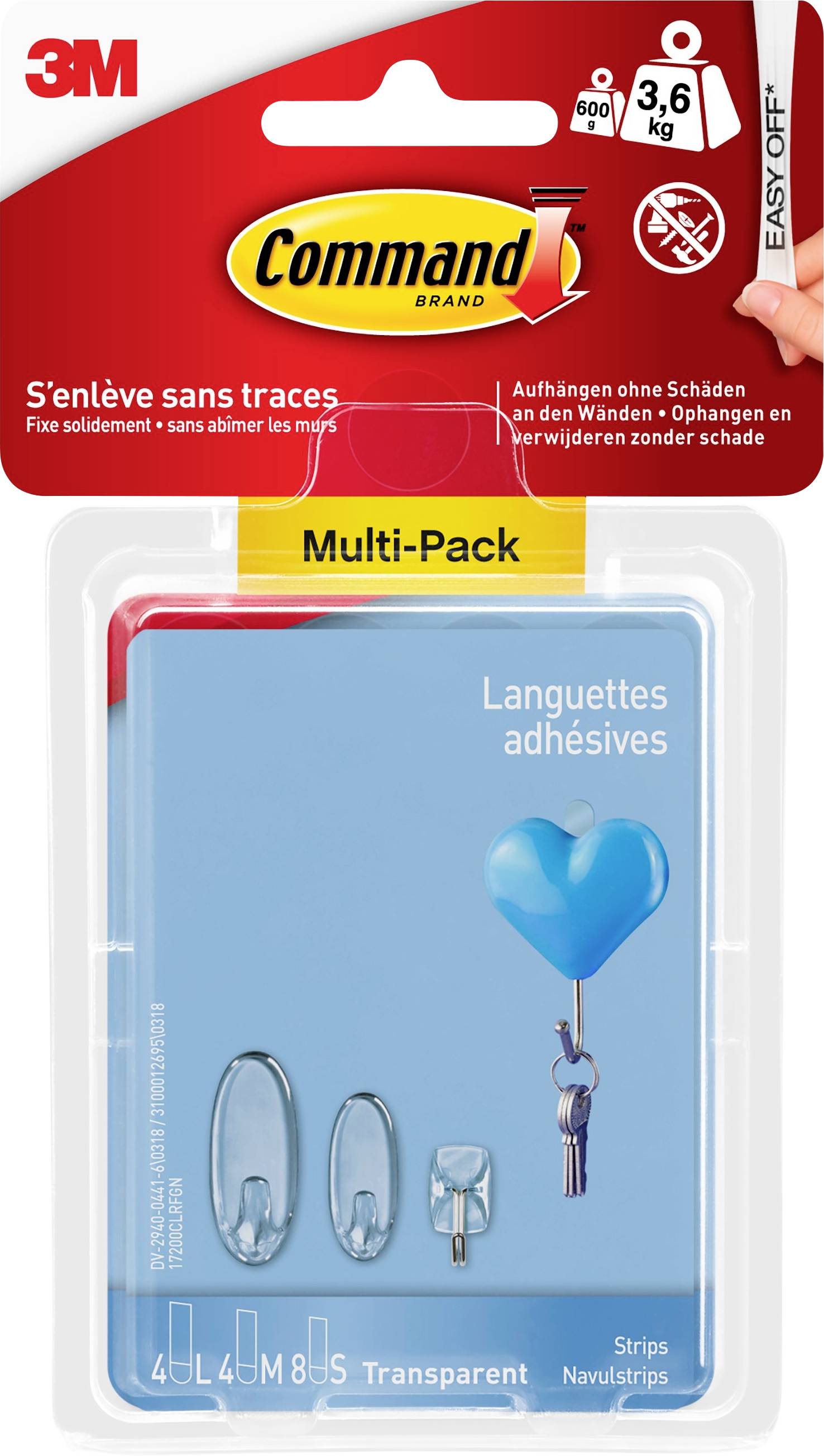 3M Command ™ csíkok, Multipack Átlátszó