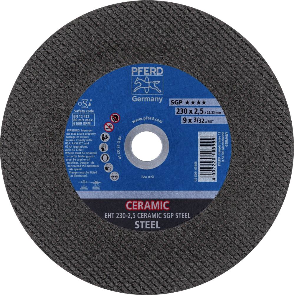PFERD TOOLS EHT 230-2,5 CERAMIC SGP STEEL 61323025 Vágótárcsa, egyenes 230 mm 25 db Acél