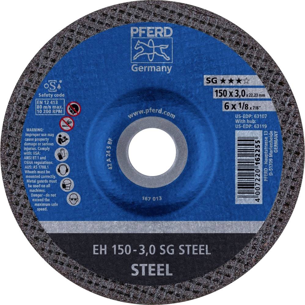 PFERD TOOLS EH 150-3,0 SG STEEL 61323122 Vágótárcsa, hajlított 150 mm 25 db Acél