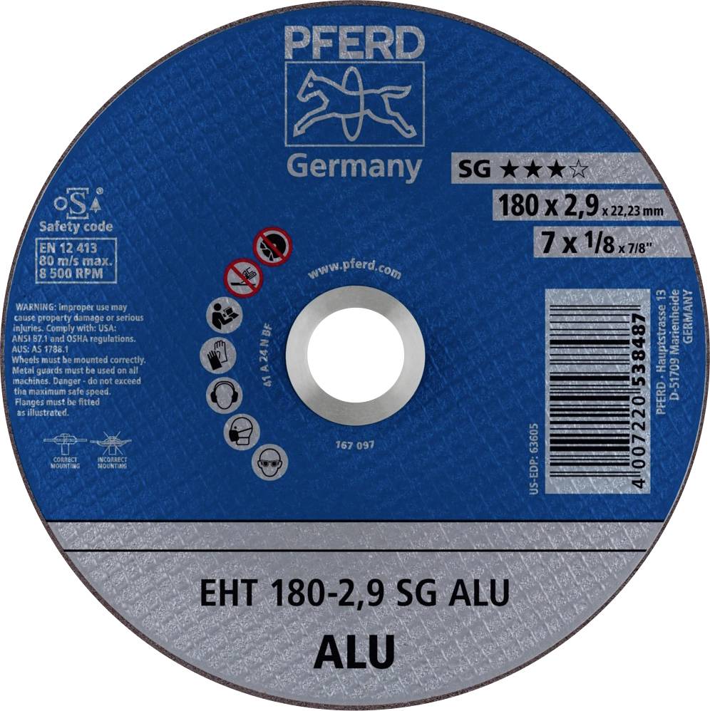 PFERD TOOLS EHT 180-2,9 SG ALU 61326323 Vágótárcsa, egyenes 180 mm 25 db Alumínium, Nem vastartalmú fém