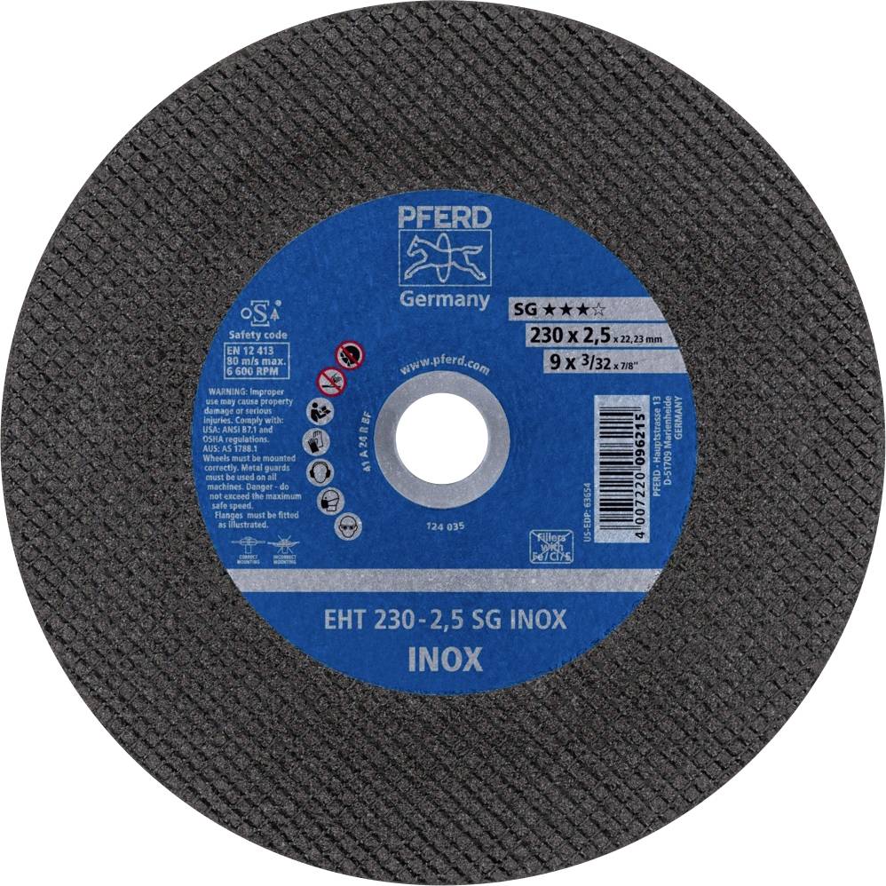PFERD TOOLS EHT 230-2,5 SG INOX 61328423 Vágótárcsa, egyenes 230 mm 25 db Nemesacél