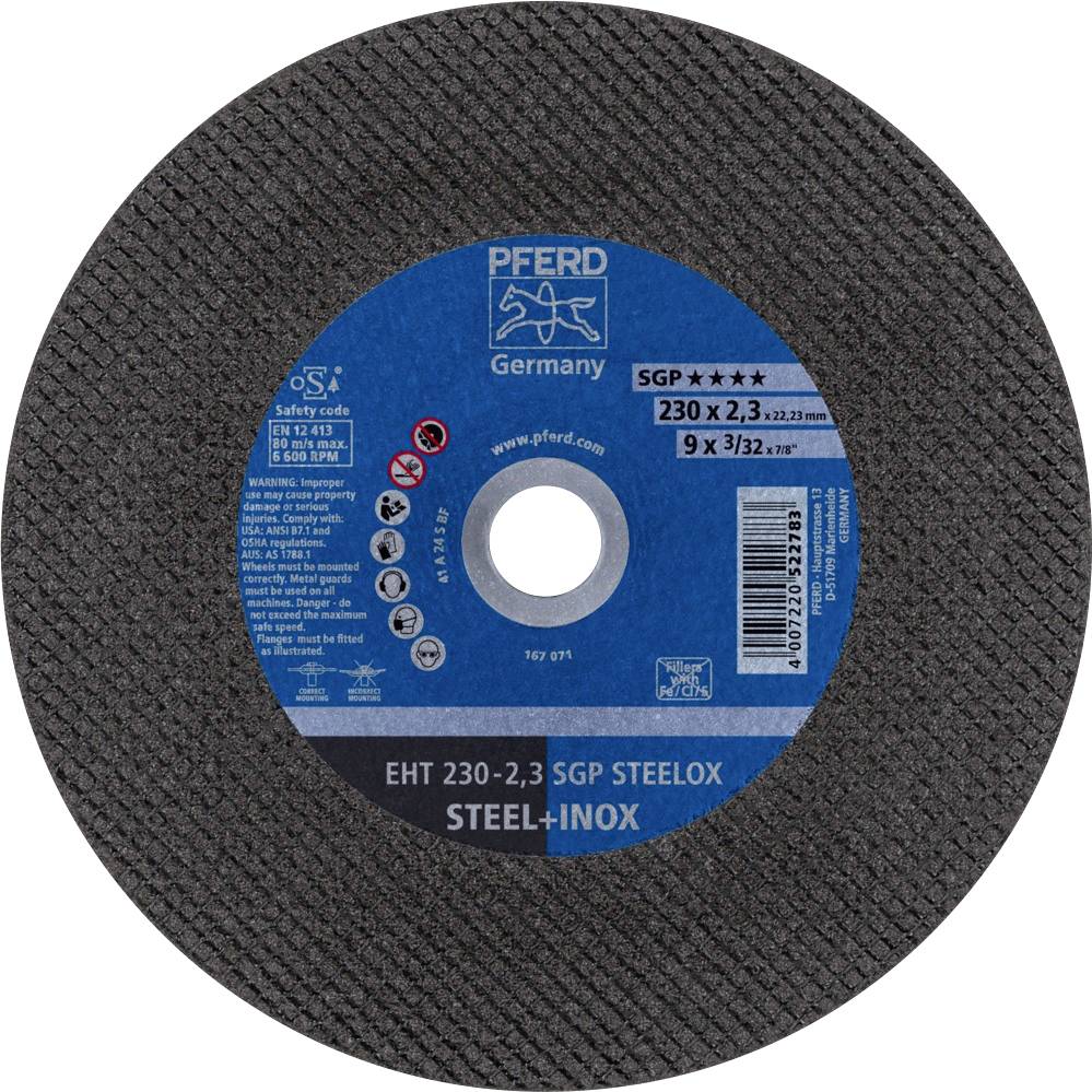 PFERD TOOLS EHT 230-2,3 SGP STEELOX 61328712 Vágótárcsa, egyenes 230 mm 25 db Nemesacél, Acél
