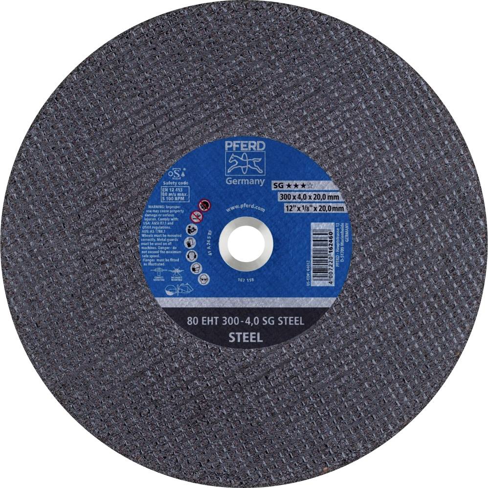 PFERD TOOLS 80 EHT 300-4,0 SG STEEL/20,0 61329320 Vágótárcsa, egyenes 300 mm 20 db Öntött vas, Acél