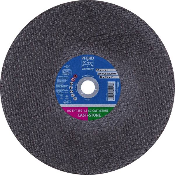 PFERD TOOLS  100 EHT 350-4,5 SG CAST+STONE/25,4  61329532  Vágótárcsa, egyenes  350 mm  10 db  Öntött vas, gömbgrafitos öntöttvas, Beton