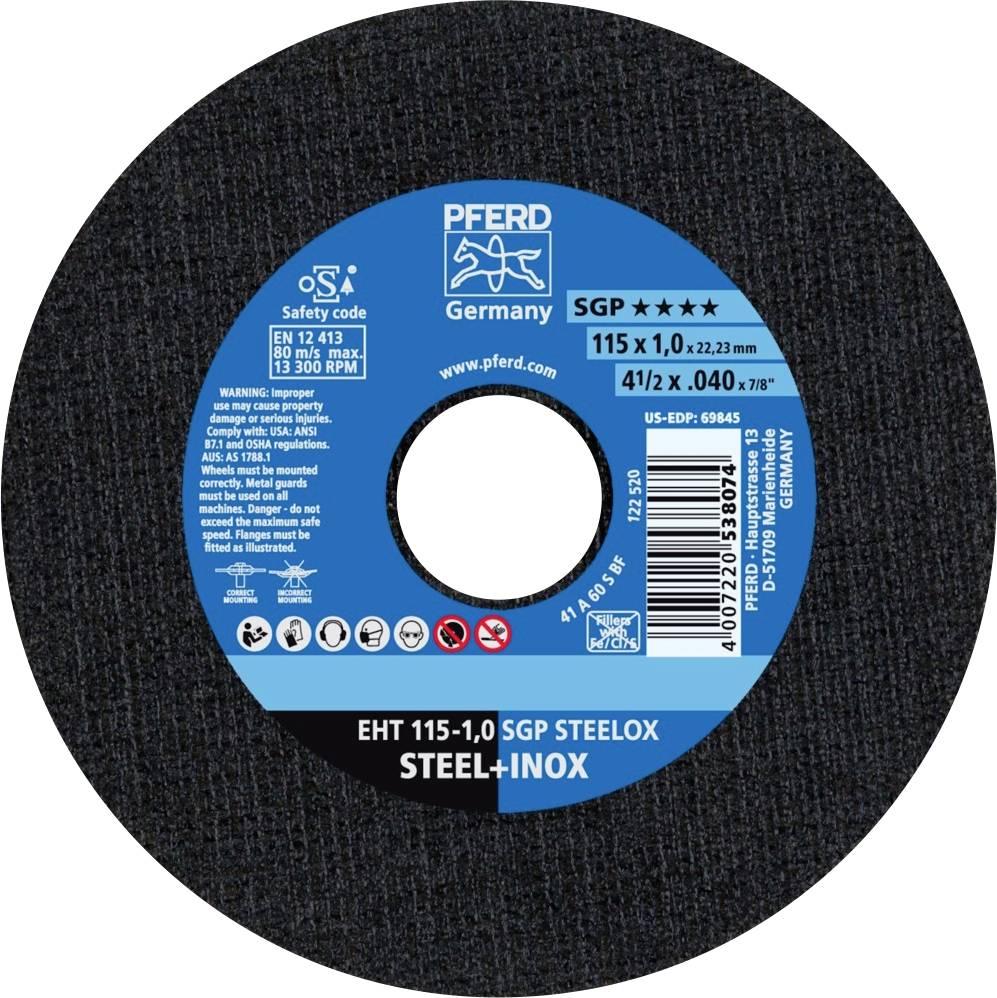 PFERD TOOLS EHT 115-1,0 SGP STEELOX 61330421 Vágótárcsa, egyenes 115 mm 25 db Nemesacél, Acél