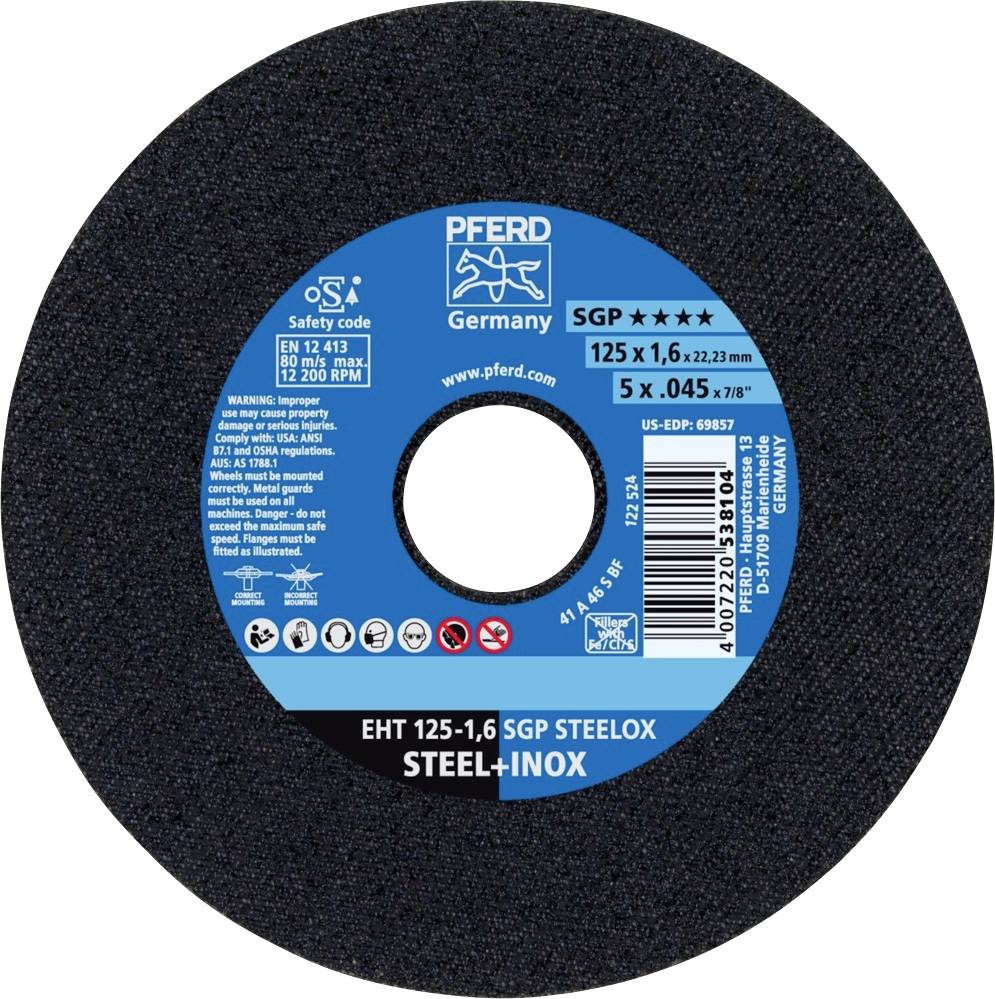 PFERD TOOLS EHT 125-1,6 SGP STEELOX 61331420 Vágótárcsa, egyenes 125 mm 25 db Nemesacél, Acél