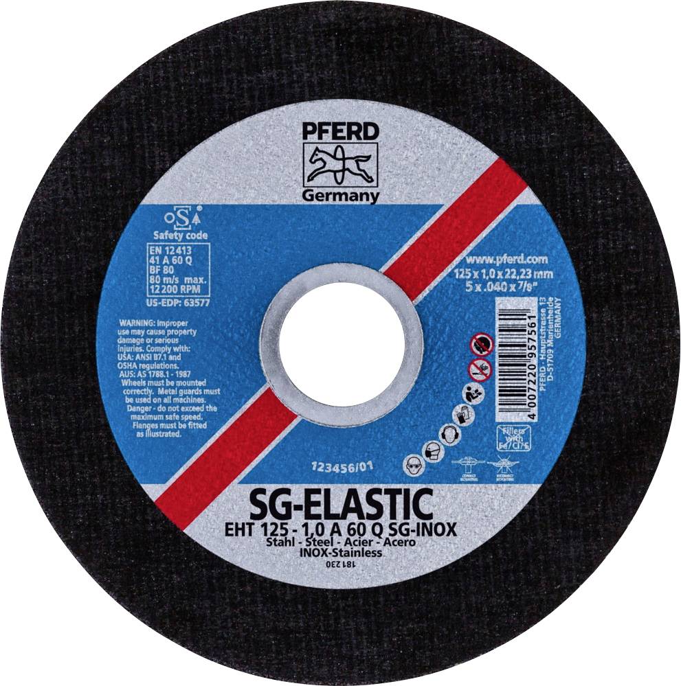 PFERD TOOLS EHT 125-1,0 SG CLASSIC STEELOX 61341106 Vágótárcsa, egyenes 125 mm 25 db Nemesacél, Acél