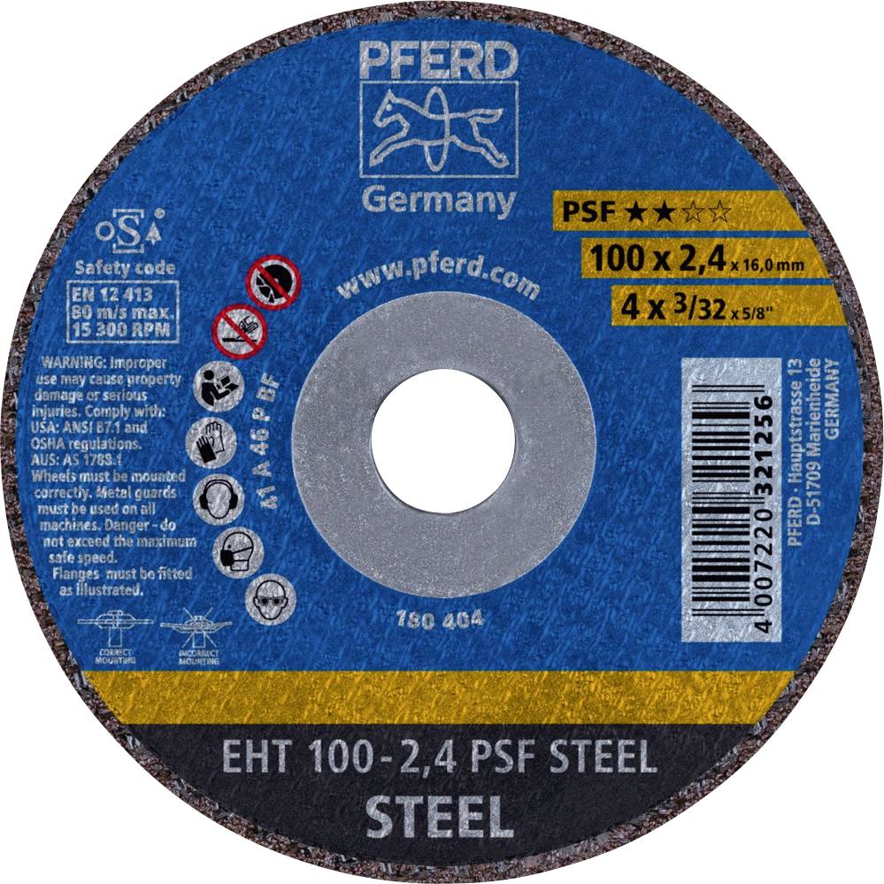 PFERD TOOLS EHT 100-2,4 PSF STEEL/16,0 61741116 Vágótárcsa, egyenes 100 mm 25 db Acél