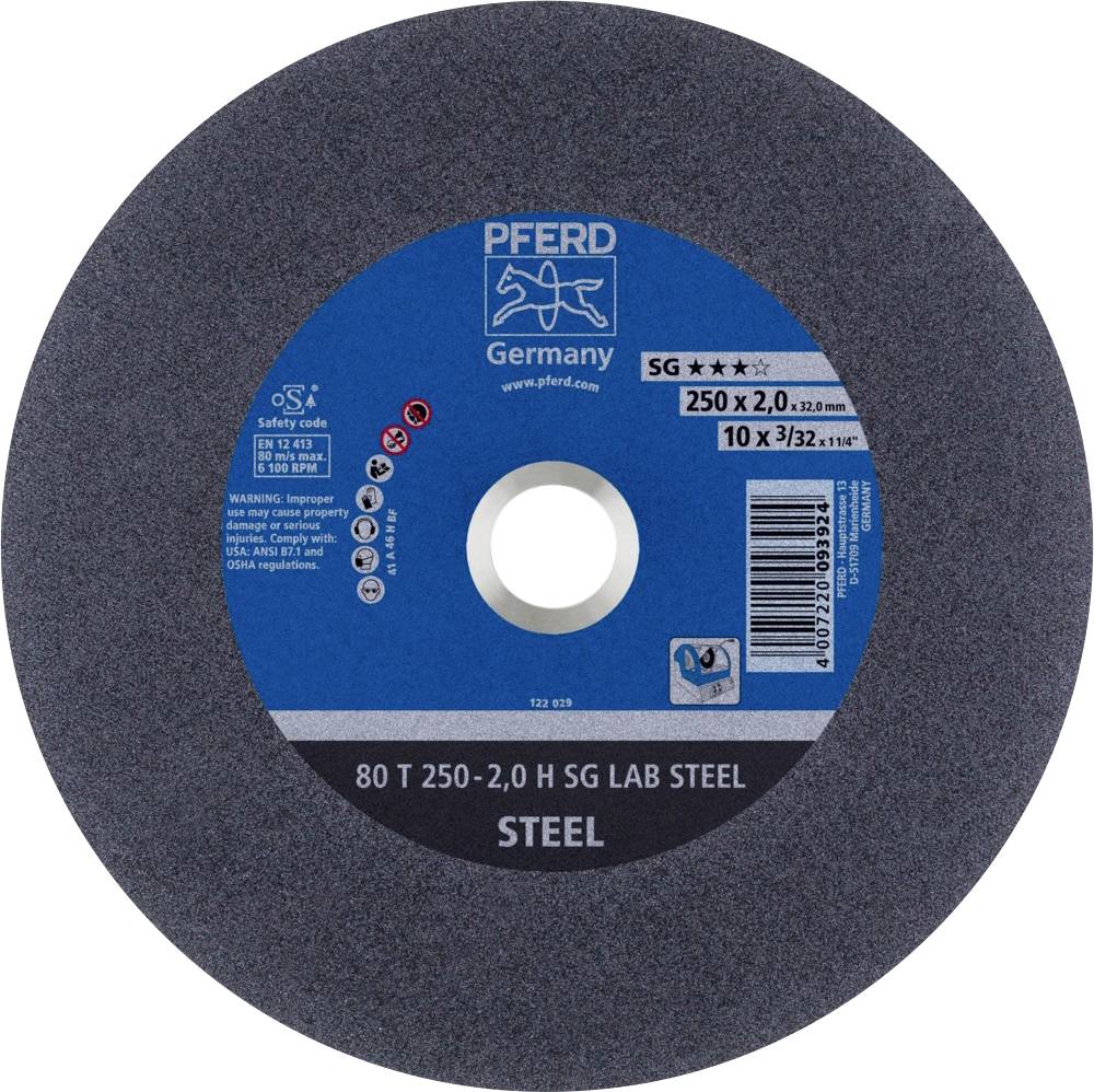 PFERD TOOLS 80 T 250-2,0 H SG LAB STEEL/32,0 66300060 Vágótárcsa, egyenes 250 mm 20 db Nemesített acél, Öntött vas, Acél, Acél, öntött acél, öntött acél