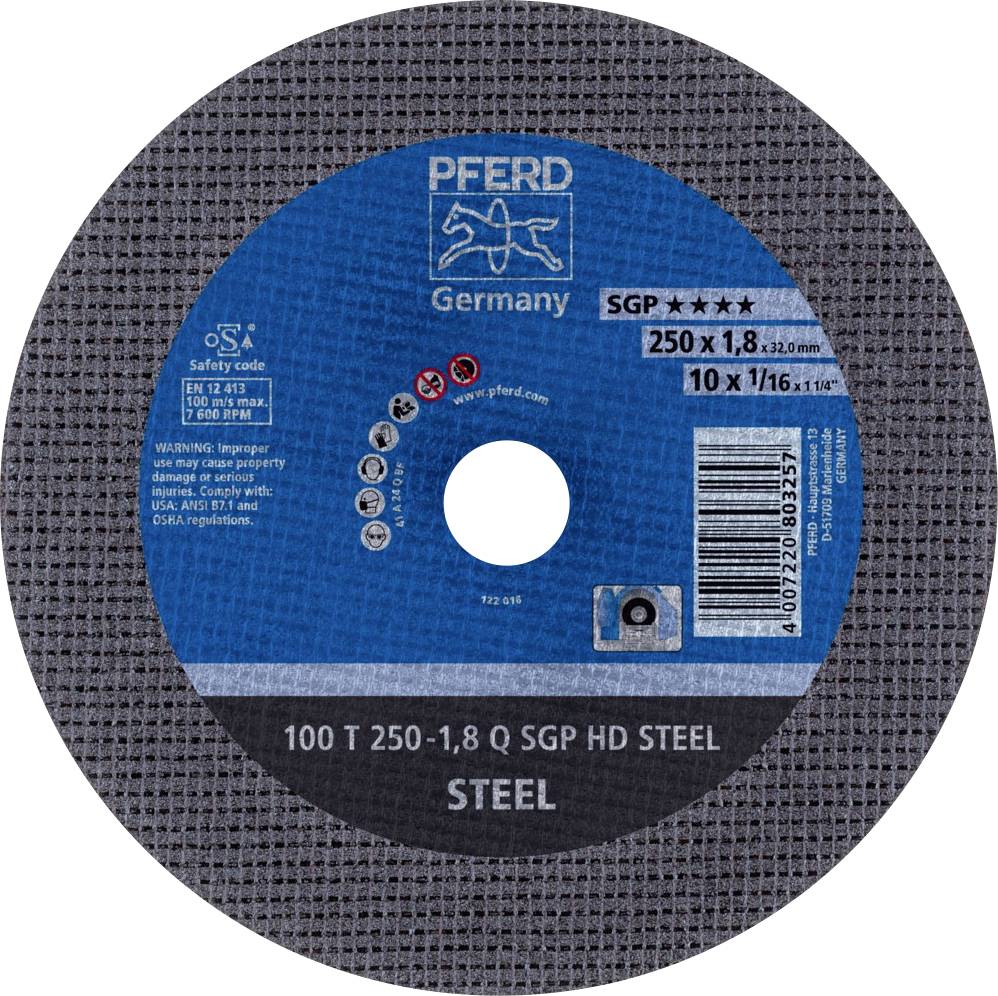 PFERD TOOLS 100 T 250-1,8 Q SGP HD STEEL/32,0 66322132 Vágótárcsa, egyenes 250 mm 20 db Nemesített acél, Acél