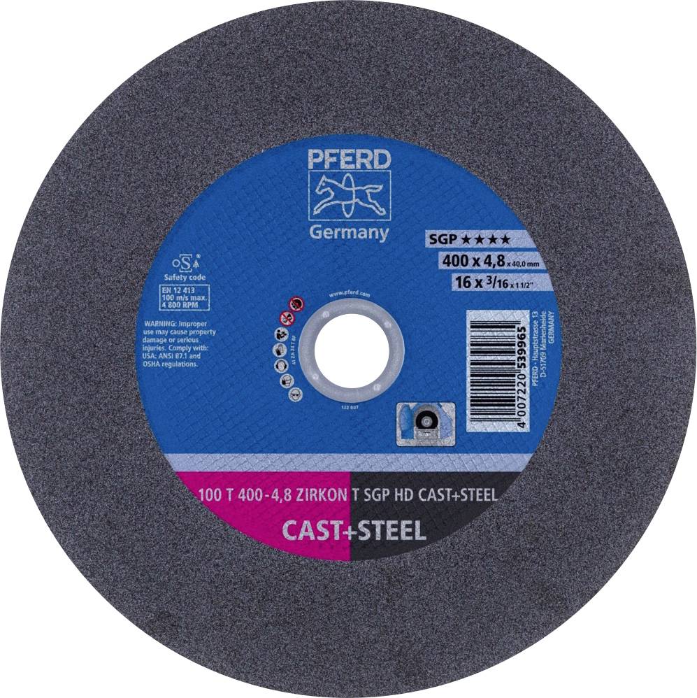 PFERD TOOLS 100 T 400-4,8 ZIRKON T SGP HD CAST+STEEL/40,0 66323235 Vágótárcsa, egyenes 400 mm 10 db Nemesített acél, Öntött vas, Acél, öntött acél