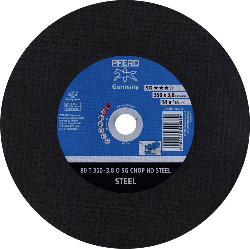 PFERD TOOLS 80 T 350-3,8 O SG CHOP HD STEEL/25,4 66323513 Vágótárcsa, egyenes 350 mm 10 db Nemesített acél, Acél