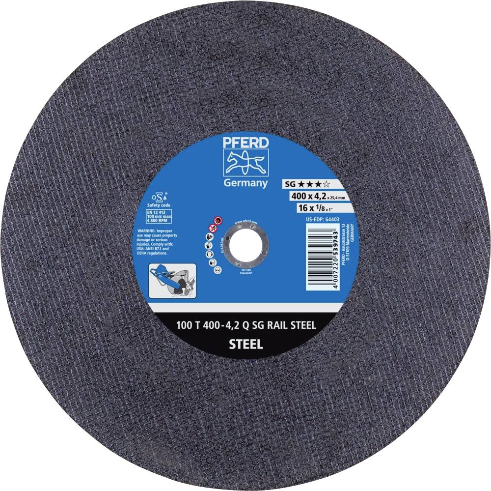PFERD TOOLS 100 T 400-4,2 Q SG RAIL STEEL/25,4 66324163 Vágótárcsa, egyenes 400 mm 10 db Nemesített acél, Acél