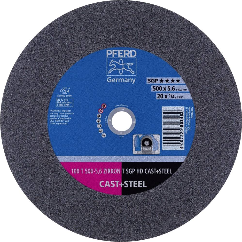 PFERD TOOLS 100 T 500-5,6 ZIRKON T SGP HD CAST+STEEL/40,0 66325065 Vágótárcsa, egyenes 500 mm 5 db Nemesített acél, Öntött vas, Acél, öntött acél
