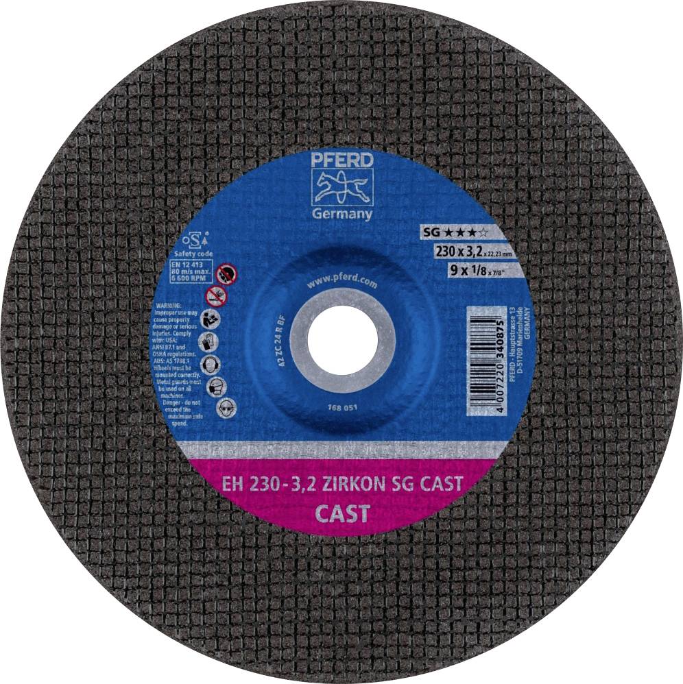 PFERD TOOLS EH 230-3,2 ZIRKON SG CAST 69120642 Vágótárcsa, hajlított 230 mm 25 db szürke-/gömbölyű öntöttvas