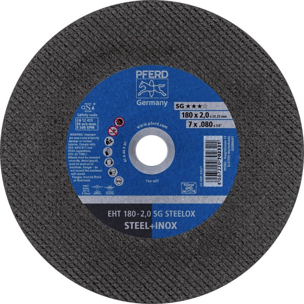 PFERD TOOLS EHT 180-2,0 SG STEELOX 69901412 Vágótárcsa, egyenes 180 mm 25 db Nemesacél, Acél