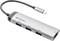'Verbatim' USB-C-elosztó ezüst színben, három USB 3.0-csatlakozóval és egy HDMI-csatlakozóval, rövid kábellel összekötve.