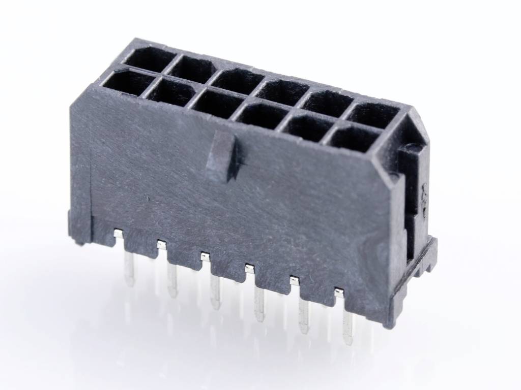 Egy fekete, téglalap alakú, 10 érintkezős csatlakozó egyetlen sornyi érintkezővel, amely elektromos kapcsolatok létesítésére alkalmas.