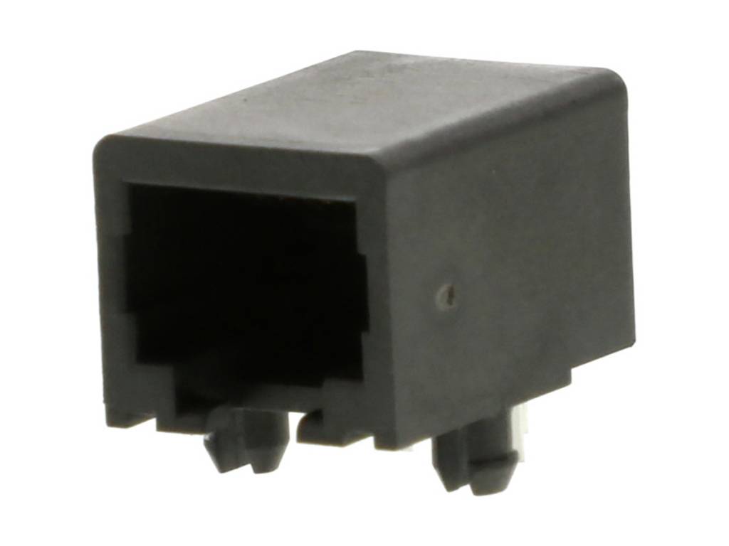 Fekete műanyag csatlakozóház téglalap alakú nyílással, elektronikai eszközök csatlakoztatásához.