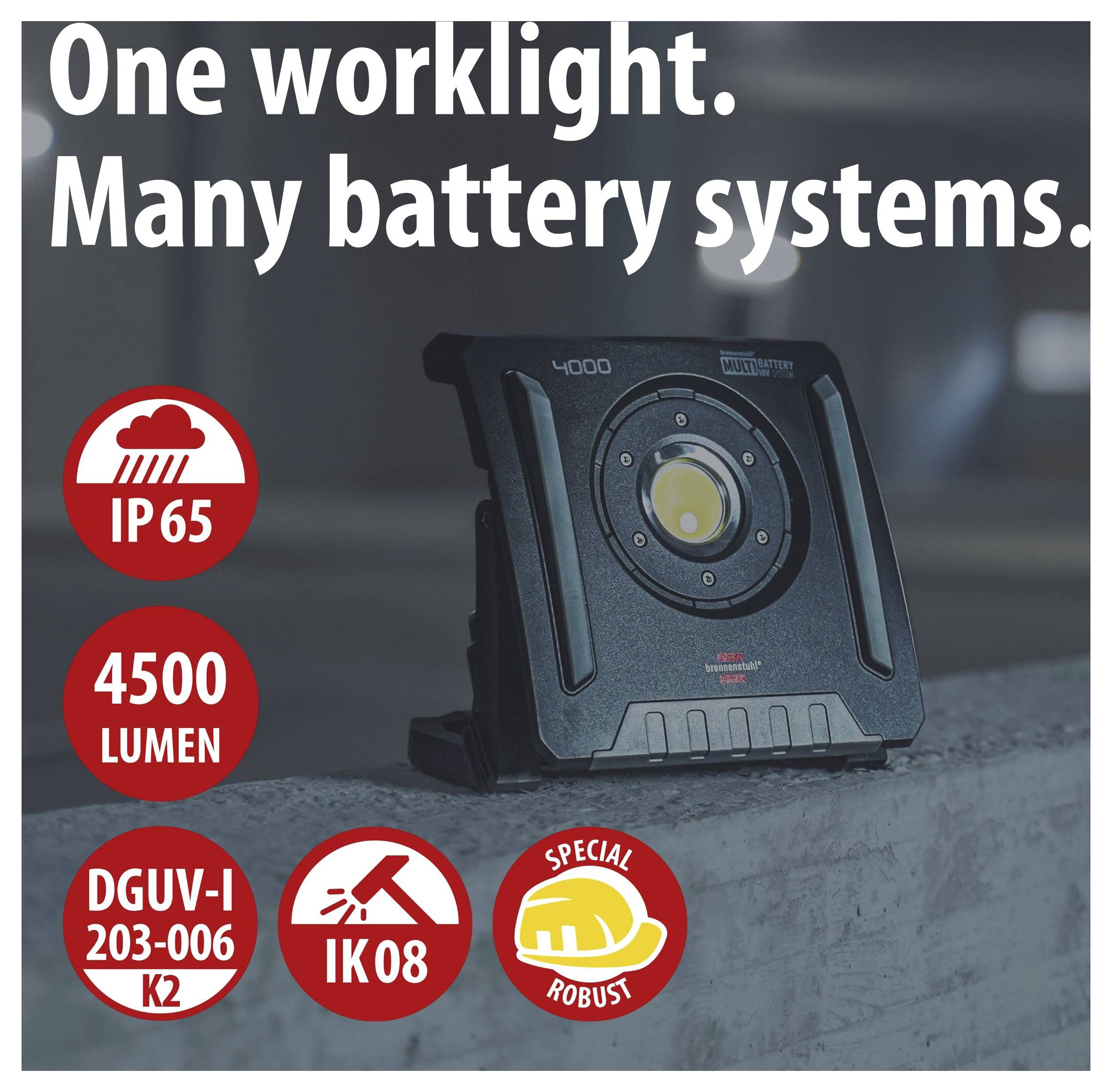 Brennenstuhl Multi Battery Multi 4000 MA Akkus építkezési fényszóró 40 W 4500 lm Nappalifény fehér 1173140400-1