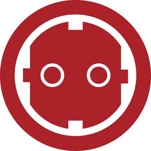 Piros köralakú ikon egy stilizált robotarcot ábrázoló, valószínűleg automatizáláshoz vagy bothoz kapcsolódó szolgáltatást jelöl.
