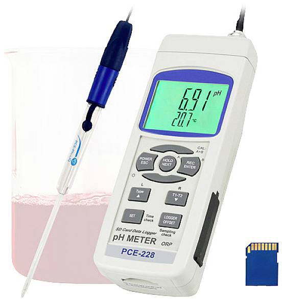 PCE Instruments pH mérő műszer analízis, Hőmérséklet, pH érték, Redox (ORP)