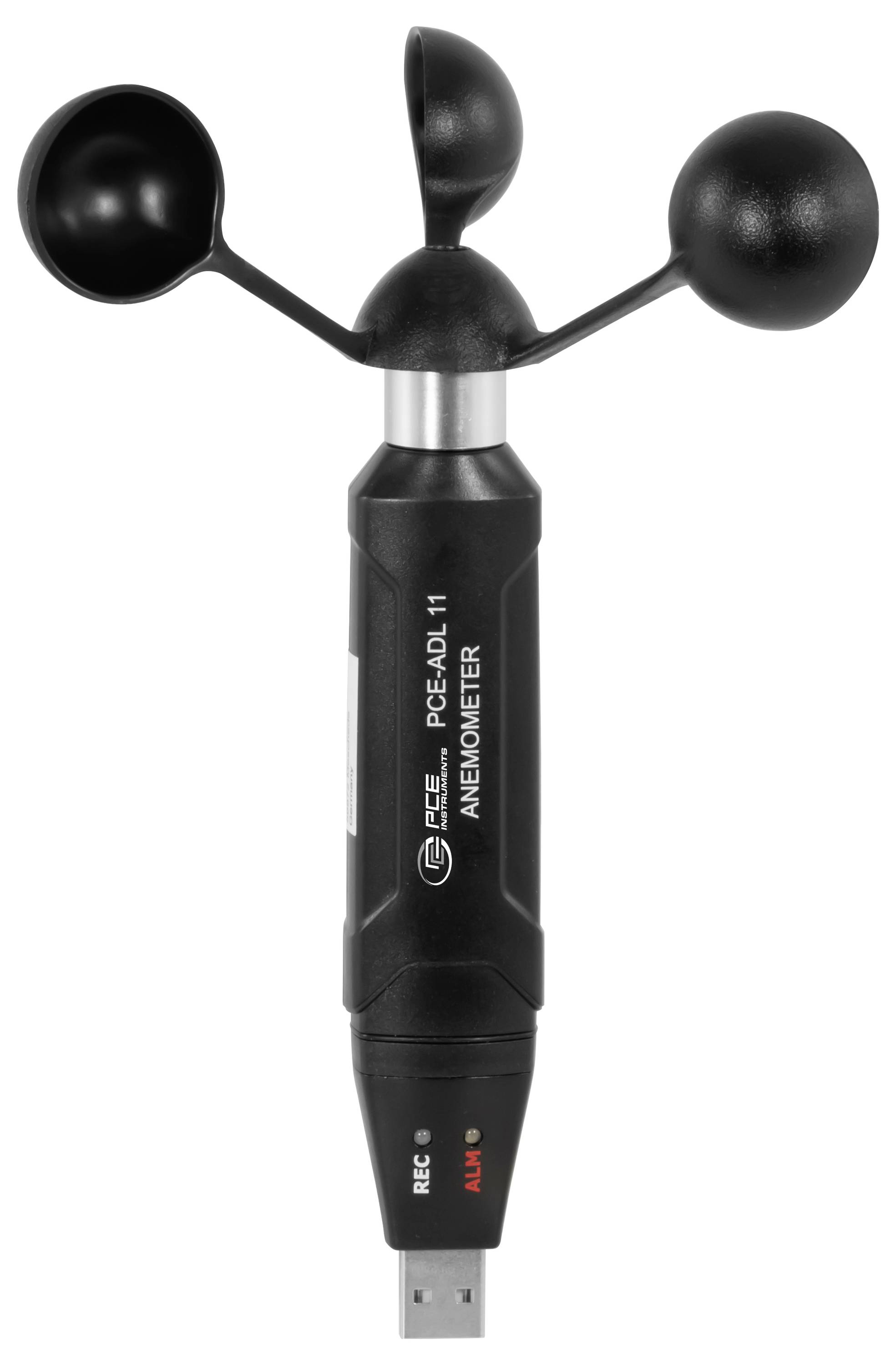 Kézi USB-s szélsebességmérő három csésze rotorral a szélsebesség mérésére.