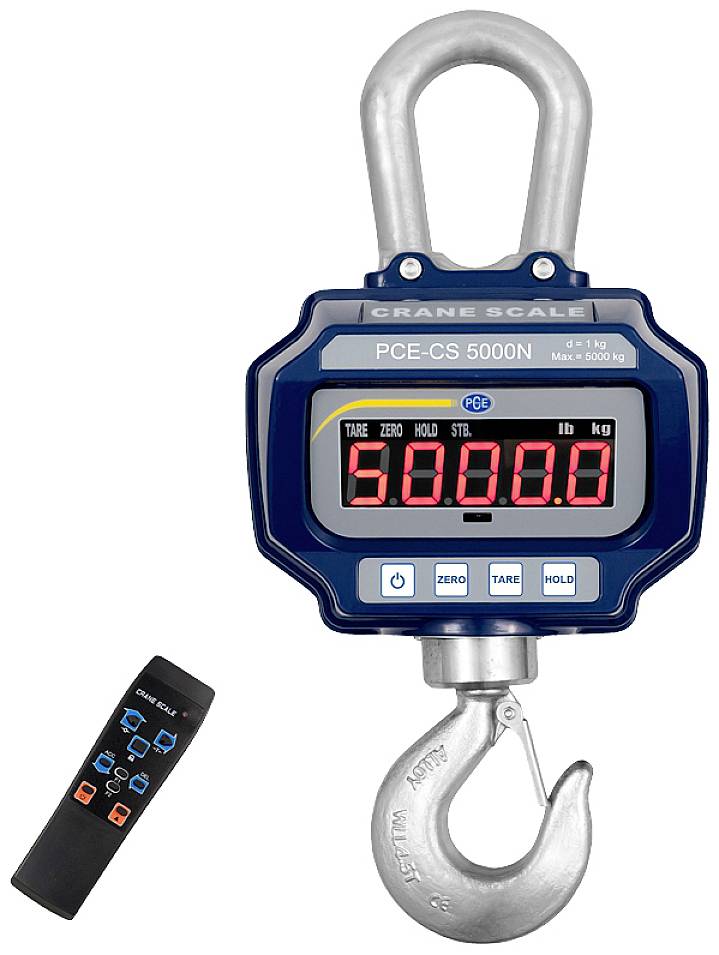 Elektronikus digitális mérleg, amely 5000,0-t mutat a kijelzőn. Távvezérlővel szállítva. Maximális teherbírás 5000 kg.