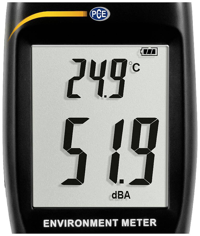 Egy környezetvédelmi mérőkészülék 24,9 fokot mutat Celsius-skálán és 51,9 decibel A-súlyozású zajszintet jelez.