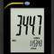 Egy digitális mérőkészülék kijelzőjén '3447 mbar' látható. Alatta 'REC' felirat és az '11:57:43' idő szerepel.
