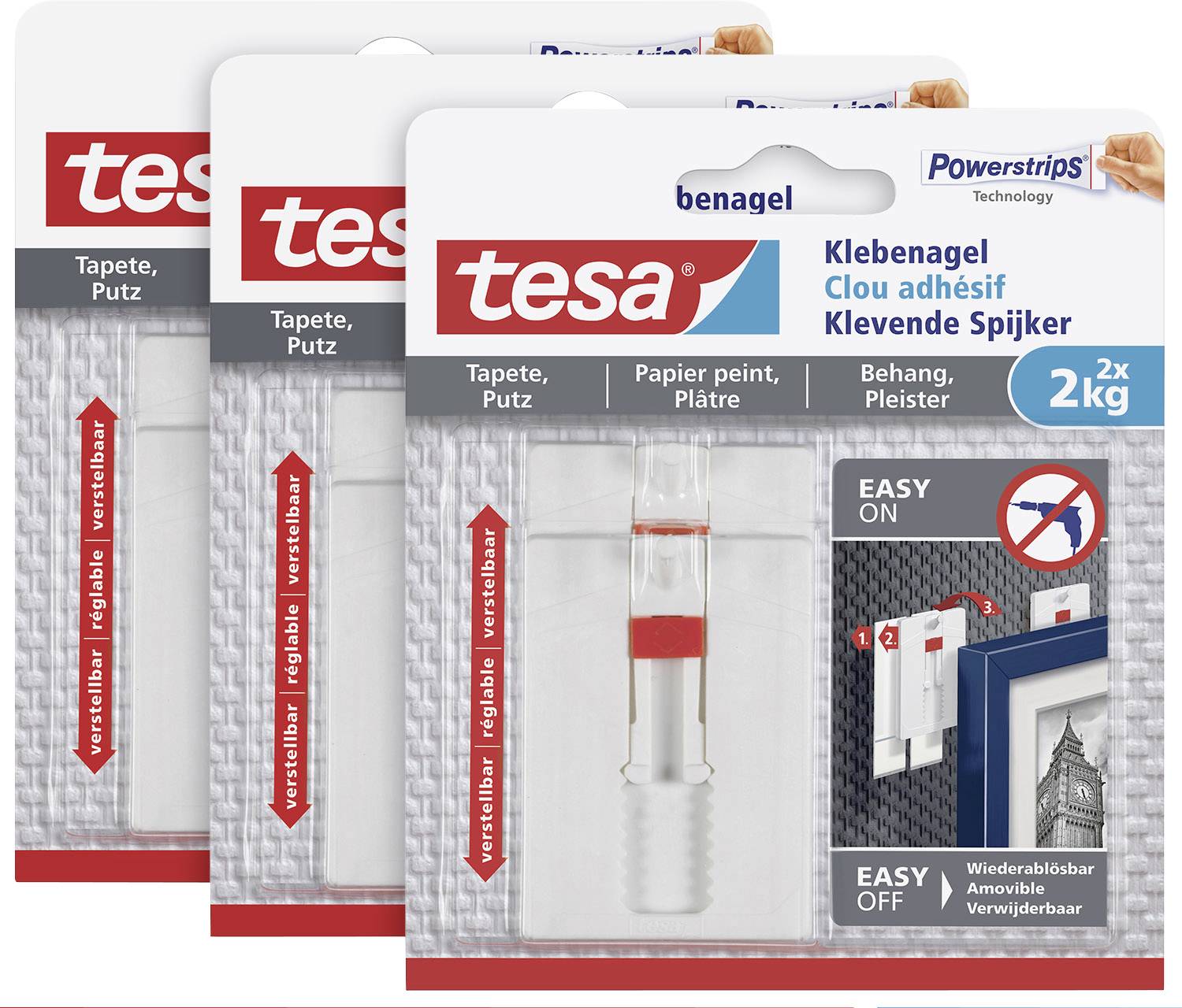 tesa 77777 Állítható öntapadó akasztószög Fehér