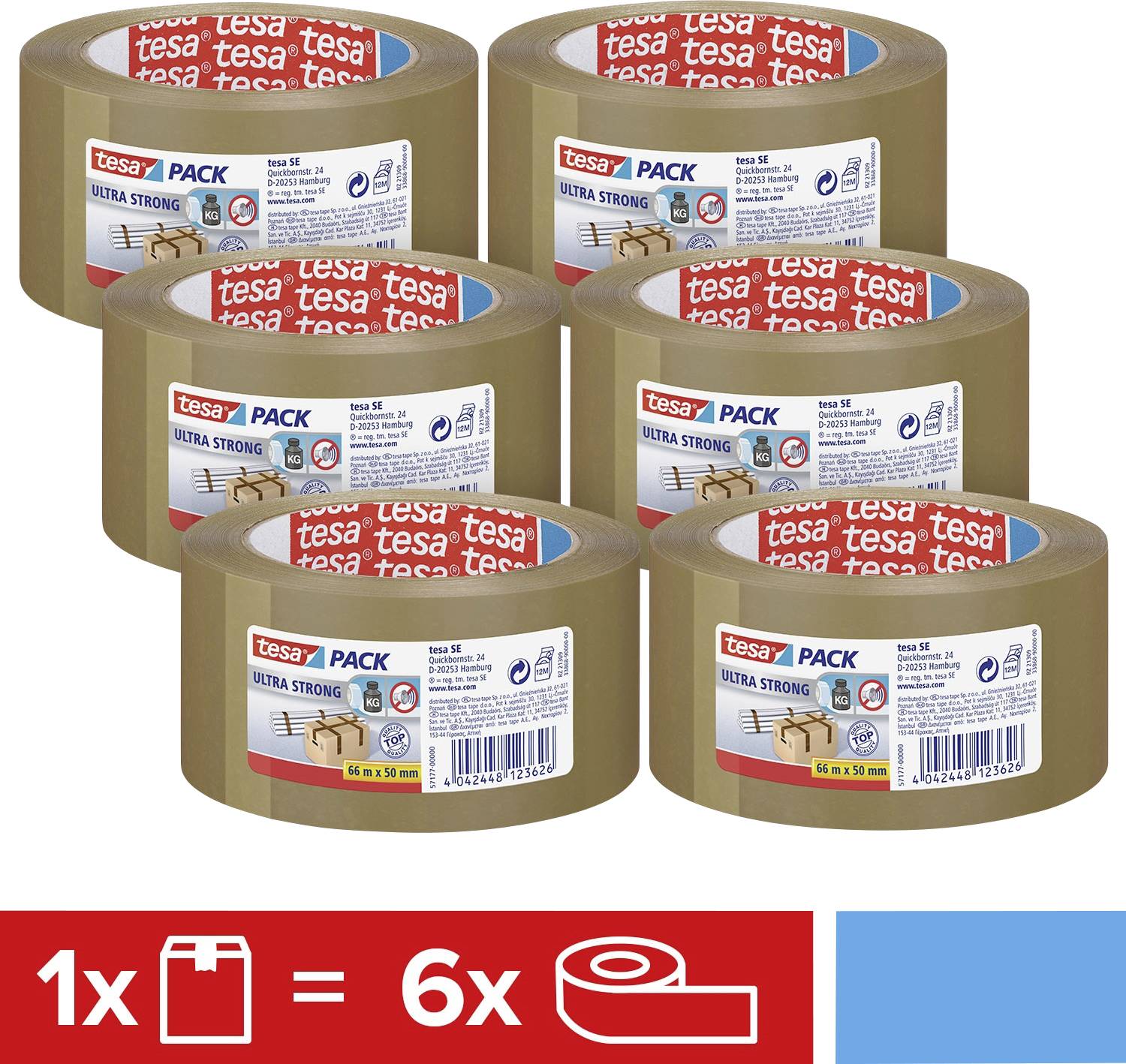 tesa ULTRA STRONG 57177 Csomagolószalag Barna (H x Sz) 66 m x 50 mm 6 db-4
