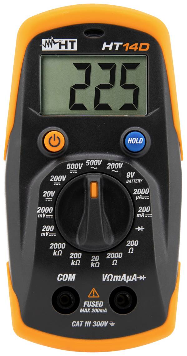 HT Instruments HT14D Kézi multiméter Kalibráció (ISO) digitális  CAT II 600 V, CAT III 300 V Kijelző (digitek): 2000